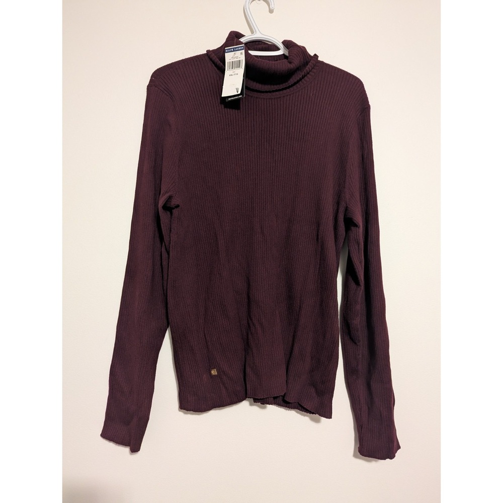 NWT! LRL Ralph Lauren Ribbed Turtleneck Sweater Burgundy Red Womens Size‎ XXL